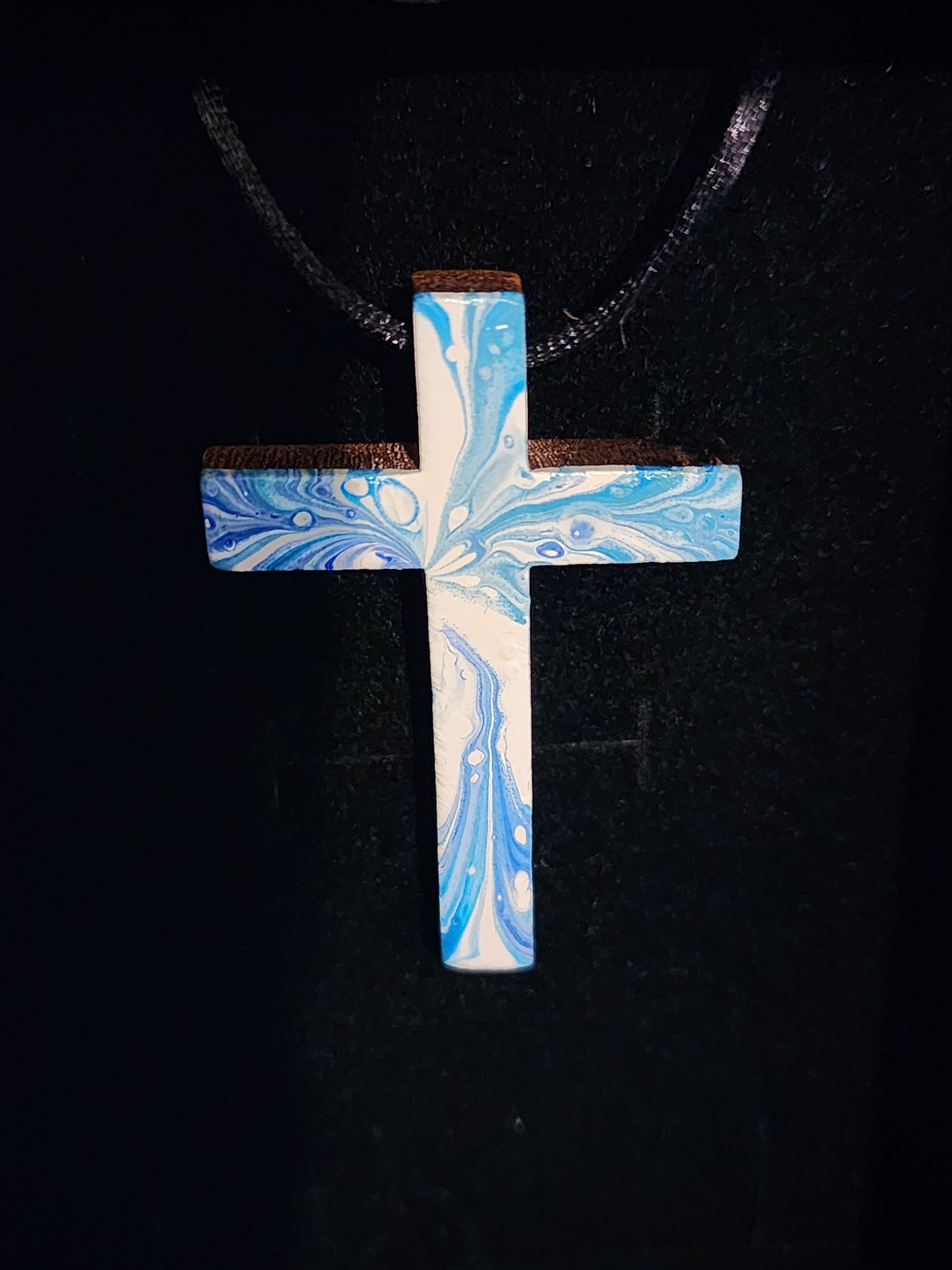 Blue & White Acrylic on Wood Crosses