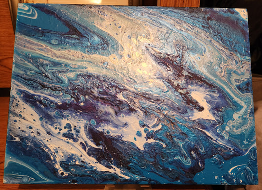 Sea Of Blues 12 by 9 Wooden Canvas